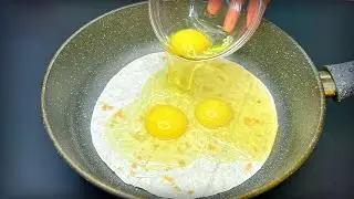 Gießen Sie einfach das Ei auf die Tortilla! Das schnellste Frühstück in 5 Minuten!189