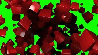 4K Green Screen Free - 3D CUBE PARTICLES POURING OUT