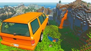 BeamNG drive - Open Bridge Jumping Car Crashes in Minecraft Map | BeamNG-Destruction