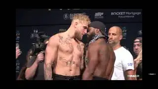 Jake Paul trying to intimidate Woodley.