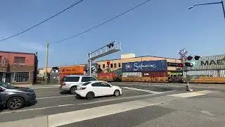 CPKC Freight Train Crosses Elm St. in Sudbury ON (KCS UNIT ON THE END)