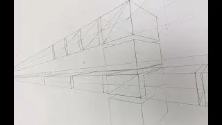 2 Point Perspective Drawing - Uniform boxes size and spacing