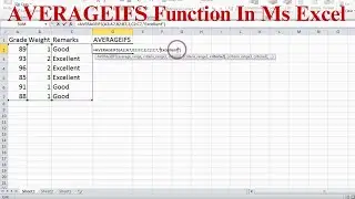 Apply Or Use AVERAGEIFS Function In Ms Excel