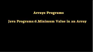 Java Programs:6.Minimum Value in an Array
