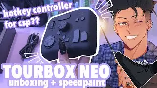 tourbox neo chill unboxing asmr + review ! 💀 [clip studio paint timelapse]