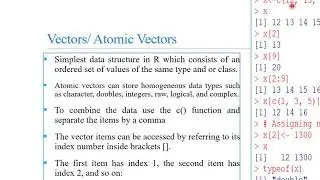 Vectors in R||Atomic Vectors||Data Objects in R||Data Structures in R