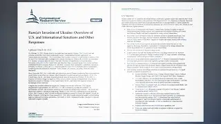 Russia’s Invasion of Ukraine: Overview of U.S. and International Sanctions and Other Responses