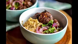 Thai quinoa meatball bowl