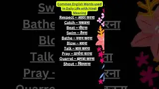 Common English Words used in Daily Life with Hindi Meaning #shorts #viral #ytshorts #vocab