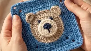 How to Crochet a Teddy Bear Granny Square 🧸 | Step-by-Step Tutorial for Beginners (@RexaVogue )