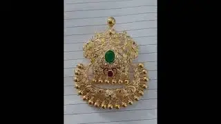 Elegant 22k Gold Stone BIG PENDANT // South Indian Traditional Jewellery