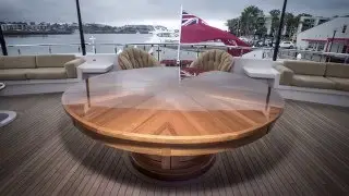 Teak Expanding Round Table on a Yacht