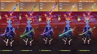 Ayaka Weapon Comparison 5Star Updated Mistsplitter,Foliar,Aquila,JadeCutter,Haran !!!