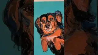 Acrylic Gouache Pet Portrait 🎨🐶 Tape Peel #petportrait #artshorts