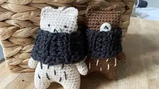 Keychain toy bear amigurumi crochet. Detailed master class