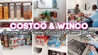 COSTCO & WINCO GROCERY HAUL // pantry & fridge restock & organize