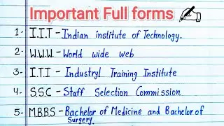 Most important Gk Full forms //10 General knowledge important full forms // full forms