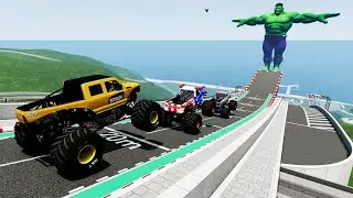 Monster Truck Jumps VS HULK Crashes BeamNG Drive