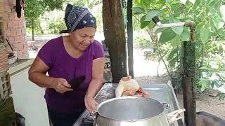 (PUXANDO O PESCOÇO) M4tamos dois  frangos para o almoço de Domingo.