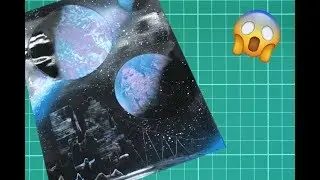 Purple And Blue Planets And Buildings Spray Paint Art