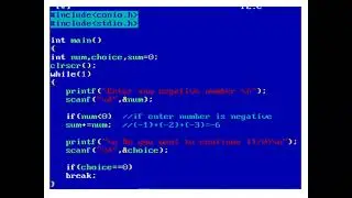 Program to print sum of Negative numbers without using array and using infinite while loop