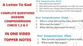 Comprehension Check 1,2 & 3 A Letter To God Q&A in Hindi