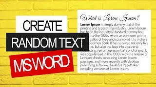 🤔🤔 How to Add Random or Dummy Text in Microsoft Word Document
