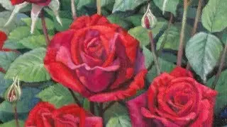 КАК НАПИСАТЬ АЛЫЕ РОЗЫ НА ,,КРУПНОЗЕРНИСТОМ,, ХОЛСТЕ   А,  МИШИН,