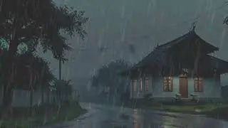 ASMR rain sounds | Dense rain falling in the foggy murky village for sleeping - Rain & Relax