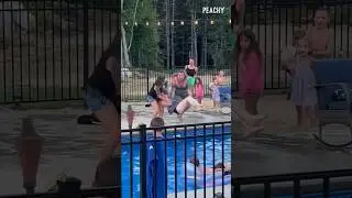 When throwing your friend in the pool backfires...  😂 #shorts #funny #fail #pool #fall