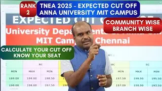 TNEA 2025 |🔥Expected Cut Off | Rank 2🔥| Anna Univ. MIT Campus | Department Wise & Community Wise