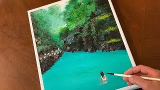 A girl in a Mysterious Island/Easy Acrylic Painting for Beginner/Step by Step/Painting Tutorials