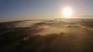 Sunrise with fog in the valley