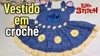 Vestido infantil em crochê do Stitch