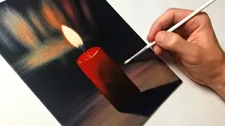 How to Paint a Red Candle | Acrylic Painting Tutorial Step by Step