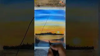 How to make a beautiful scenery with oil pastels #shorts #oilpastel #drawing