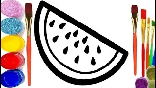تعليم الرسم | كيف ترسم بطيخ احمر | رسومات سهلة وجميلة للمبتدئين Drawing a cute watermelon easily