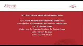 Black History Month Speaker Series Topic: Active Resistance and Politics of Blackness: Recording