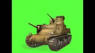 Green screen firing large battle tank