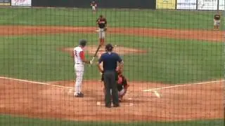 Alex Hassan sits back on a curveball and hits a single down the left field line
