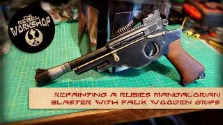 Repainting a Rubie's Mandalorian blaster with faux wooden grips.