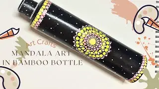 Learn how to make beautiful mandala art on a bamboo bottle! DIY dot painting tutorial | Art Therapy