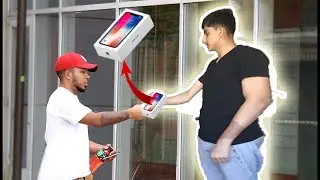 Giving Strangers the iPhone X *He Cried* |*iPhone X For Free*| **GiveAway**