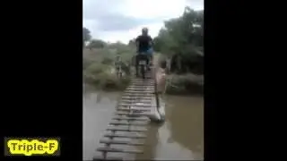 Bike crossing bridge fail
