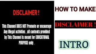 How to make DISCLAIMER INTRO for youtube videos