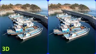 3D video, Drone 3D, Fishery port, Aerial 3D, Stereo 3D video, 3D SBS, Side By Side 3D, Magic eye