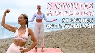 5 Minute Standing Pilates Arm Workout with Weights // No Pushups, At Home PIlates, Toned Arms