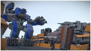 Mech carnage in a suburban town - Space Engineers