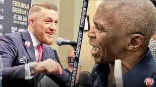 FLOYD MAYWEATHER SR ERUPTS ON CONOR MCGREGOR IN FIRST ENCOUNTER! THROWS PUNCH AS CONOR LAUGHS AT HIM