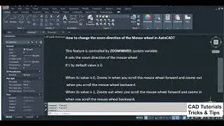 ZOOMWHEEL direction AutoCAD, Change Mouse Wheel direction in AutoCAD, Zoom In Out direction Autocad